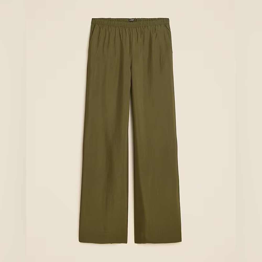 Jcrew pull on relaxed Olive Green Wide-Leg Pants size Large P